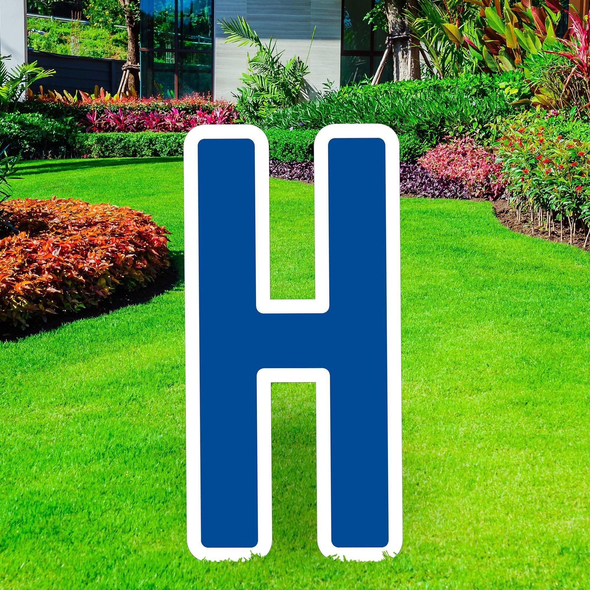 Royal Blue Letter (H) Corrugated Plastic Yard Sign, 30in Party City